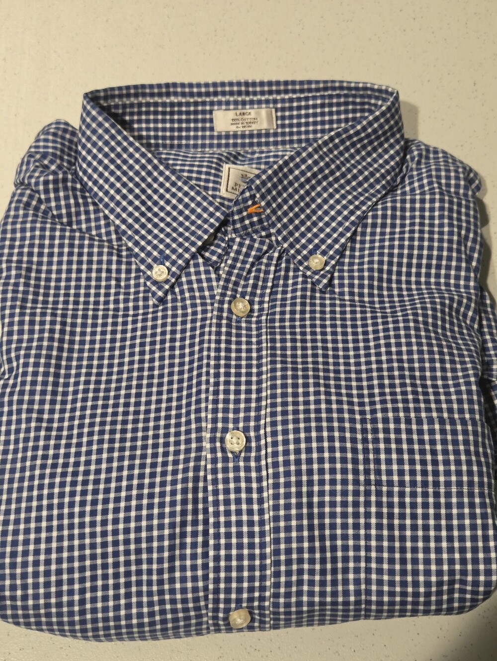 Peter Millar Mens Large Plaid Button Down Shirt Blue, 100% Cotton
